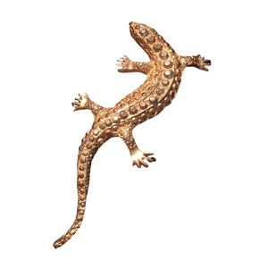 Amazing Vintage Great Lizard Gecko Anole Gold Statement Brooch 4 Inch